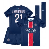 Maglia Calcio Paris Saint-Germain Lucas Hernandez #21 Prima Divisa Bambino 2024-25 Manica Corta (+ pantaloncini)